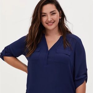 Torrid Harper Navy Georgette Pullover Blouse